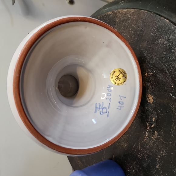 Keck Keramic Goldmedaille 1987 Pottery Candle Holder Germany Blue 4 3/4" - Picture 7 of 9